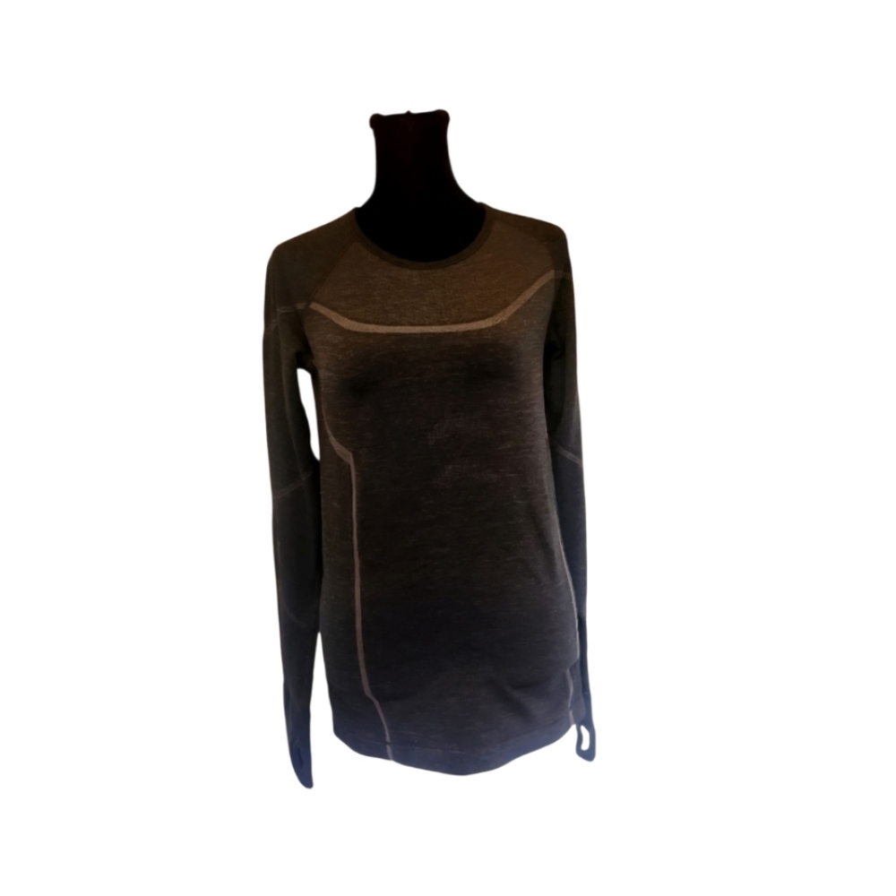 Athleta Dark Gray Long Sleeve Seam Detail Top